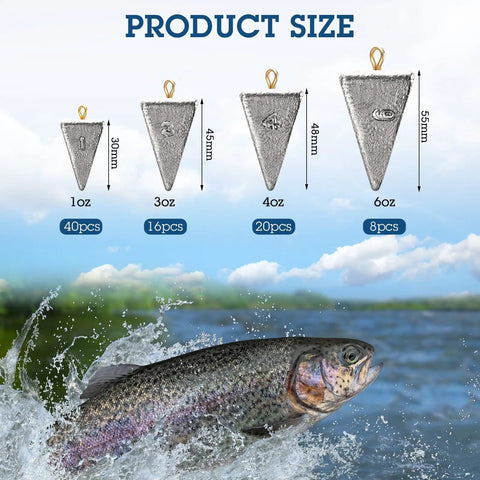 Assorted Pyramid Fishing Sinker Weights Kit 21 Pcs 1 3 4 6 Oz For Freshwater And Saltwater Fishing size chart with trout