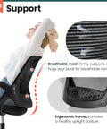 Ergonomic Office And Gaming Chair With Lumbar Support And Breathable Mesh Back Adjustable Height Swivel Rolling Wheels Flip Up Arms