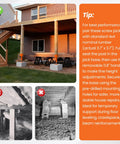 2 Pack 4X4 Adjustable Screw Jack Posts For Leveling Homes, Heavy Duty Steel Crawlspace Supports with orange tops under a deck.