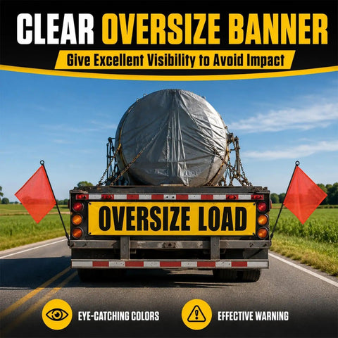 Complete 37 Piece Oversize Load Sign Kit With 4 Oversize Load Banners 8 Red Flags 8 Orange Flags 16 Magnets And Storage Bag