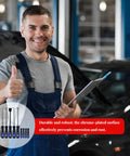 Mechanic holding clipboard, smiling with a thumbs up, showcasing 11 Piece Car Carbon Steel Precision Hook And Pick Set With Magnetic Tool Kit.