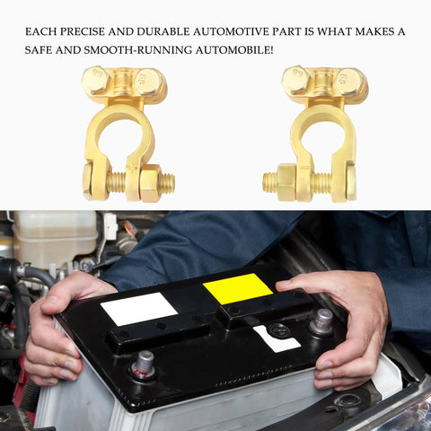 Heavy Duty Brass Battery Terminals Positive And Negative Hella Durable Universal Fit For Truck Boat Car Handles 300 Amps image with installation on battery.