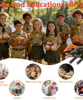 Image featuring scouts holding gifts, with Four Inch Long Ferro Rod Fire Starter Kit With Orange Paracord Lanyard Handle And Striker shown.