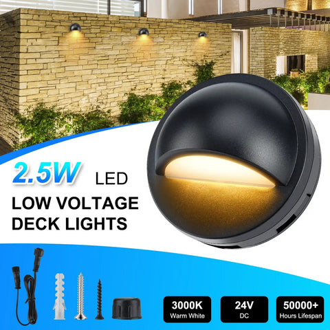 Close-up of LED deck light from All In One Low Voltage LED Deck Lights Kit With Transformer Timer And Photocell Sensor IP67 Waterproof