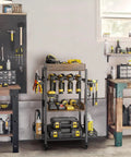 Power Tool Organizer Rolling Cart For Garage Storage And Workshop Organization Tool Rack And Drill Holder Shelving On Wheels