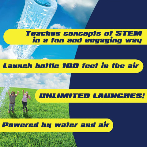 Water Rocket Bottle Launcher Kit For Backyard Stem Fun Portable 2 Liter Bottle Launcher That Propels Bottles Up To 100 Feet With Science And Air Pressure Durable Easy To Use Perfect Outdoor Adventure Toy, blue sky launch poster