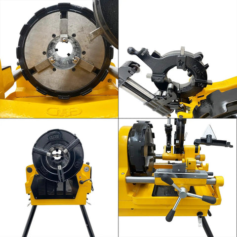 Top Shelf 220 Volt Electric Pipe Threader And Cutter Machine Featuring Kickass Bspt And Npt Die Sets for precise metal threading.