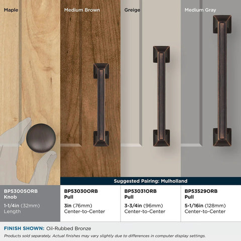 Oil Rubbed Bronze Cabinet Knob, 1-1/4 Inch Diameter, Edona Drawer Knob alongside handle options in various finishes