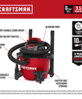 6 Gallon Wet Dry Shop Vacuum With 3.5 Peak HP Power, Portable Cleanup Pro For Home, Garage And Auto, labeled features