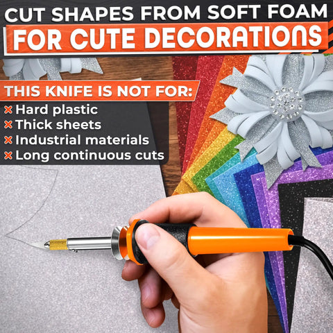 Awesome Hot Knife Plastic Cutter Tool Set With 30W Power And 55 Inch Long Cable used to cut soft foam shapes for decorations.