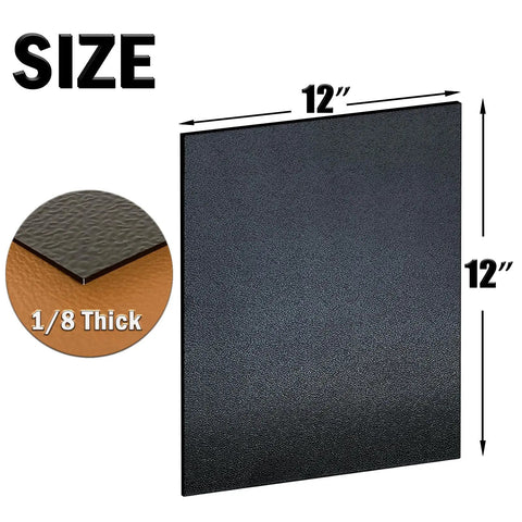 Black Plastic Sheet One Eighth Inch Thick Twelve By Twelve Inch Heavy Duty Two Pack Rigid Moldable Panel With Textured Front And Smooth Back