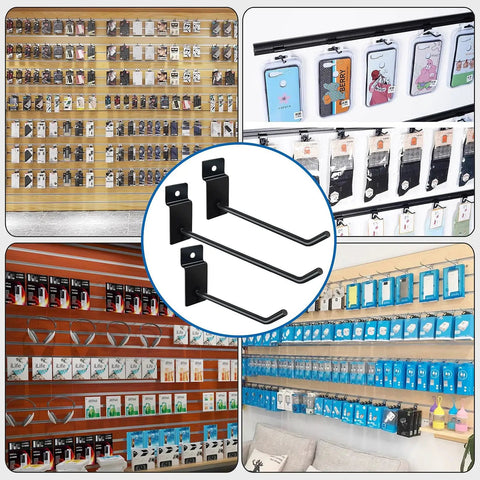 Slatwall Hooks Set 200 Pcs Includes 4 6 And 8 Inch Hooks For Garage Shop And Retail Display Versatile Hanging Hangers And Accessories