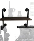 Heavy Duty Tactical Gear Rack Wall Mount Hanger And Hook For Police Motorcycle Cycling And Football Equipment Holds Up To 100 Lbs Large 21.5-Inch By 10-Inch Board Black Finish 1 Set with accessories