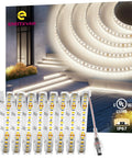 Outdoor 16.4 Ft IP67 Waterproof 24V Neutral White 4000K LED Strip Light High Density 600 LEDs Tape For Patio Garden Pool Bathroom UL Listed Power Not Included with packaging.