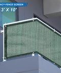 3x10 Patio Privacy Screen For Balcony And Fence Cover Railing Netting Mesh Shade Fabric installed on a balcony