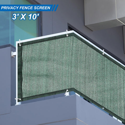 3x10 Patio Privacy Screen For Balcony And Fence Cover Railing Netting Mesh Shade Fabric installed on a balcony