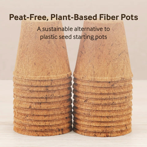 3.25 Inch Coconut Coir Biodegradable Pots 22 Pack Plantable Seed Starter Pots Peat Free Eco Friendly Sustainable Garden Containers