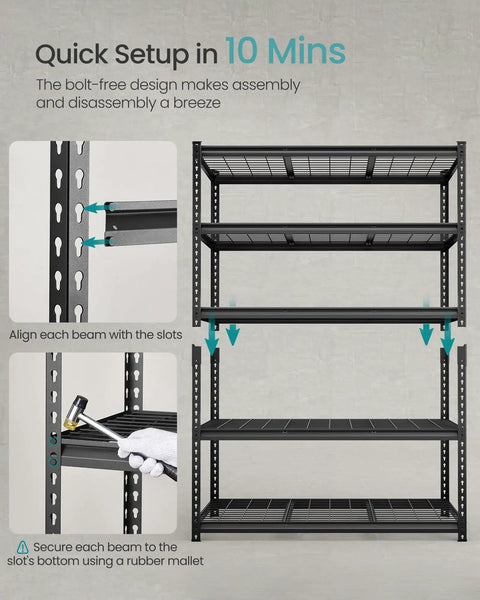 Set Of 3 Heavy Duty Boltless Shelving Units 5 Tier Metal Storage Racks For Garage Or Basement Tool Free Setup 440 Lbs Per Shelf Heavy Hitter Tool And Supply Organizer