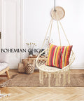 Hanging Chair For Bedroom Hammock Swing With Lights And Hardware Kits Holds Up To 550 Lbs Macrame Cotton Rope Chair Indoors