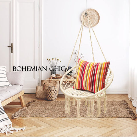 Hanging Chair For Bedroom Hammock Swing With Lights And Hardware Kits Holds Up To 550 Lbs Macrame Cotton Rope Chair Indoors