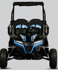 Front view of Cheetah 6 Youth Go Kart With 163cc 5.5HP Engine Electric Start Remote Kill Speed Governor in blue and black