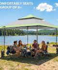 Group under 13x13 Straight Leg Pop Up Canopy Tent No Fuss One Person Setup, 169 Sq Ft Shade at lakeside picnic