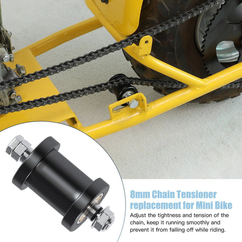 35 Roller Chain 140 Links Mini Bike Chain Tensioner Replacement For Coleman CT100U installed on yellow frame