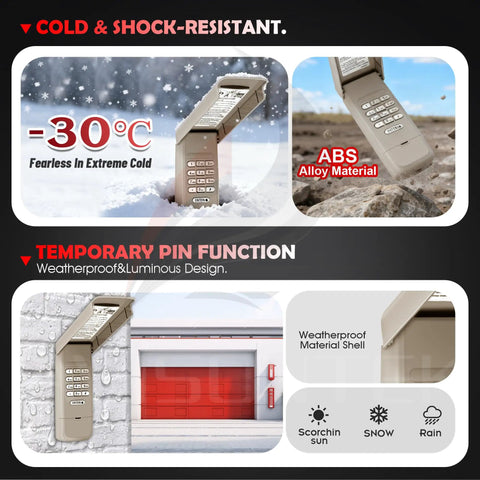 Wireless Universal Garage Door Opener Keypad For Craftsman CMXZDCG440 Compatible With Sears LiftMaster Chamberlain Openers Easy Setup And Wide Compatibility Three Year Warranty; anti-freeze, weatherproof keypad design.