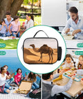 Insulated Lunch Bag For Men And Women Large Capacity Desert Sand Camel Cooler Tote shown in various settings