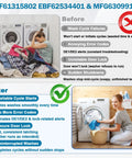 All In One Washer Door Lock Kit With Switch And Strike For LG Kenmore Replaces WM3670HVA WM3770HVA WM8000HVA WM4000HWA WM3600HVA Built Tough No Fuss Install Electromagnetic Auto Lock For Wash And Spin Cycles. Washer before-and-after graphic