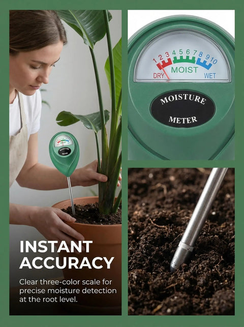 Moisture Meter For Plants No Batteries Needed Garden Water Monitor With Hygrometer Dial For Indoor And Outdoor Gardening Tools For Plant Fam To Prevent Overwatering And Underwatering And Promote Healthier Growth, green dial meter in potted plant