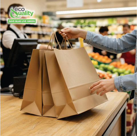 Large Brown Paper Bags With Handles 14x8x16 Inches Bulk Takeout Grocery Gift Bags For Food Service Retail Catering Office Travel Party Events 400 Count