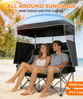 Double Camping Chair With Adjustable Canopy Shade on beach