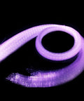 16W RGBW Fiber Curtain Lights Kit For Waterfall Backdrop glowing in purple, showing 450 strands, 0.75mm 13.1ft fibers in a spiral.