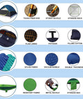 All In One Camping Gear Kit with 2 to 3 person dome tent, sleeping bags, hammocks, storage features and detailed material view