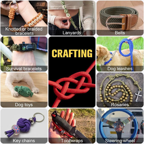 Tough As Nails Paracord Rope 750 Lb Strength For Survival And Camping Gear 4 Mm 12 Strand showcasing crafting options