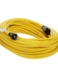Heavy Duty 100 Foot 14 3 SJTW Yellow Outdoor Extension Cord With 3 Prong Ground Plug 13A 1625W Water And Weather Resistant.