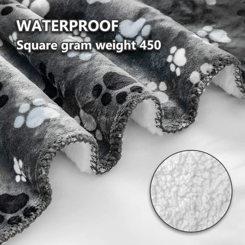 Waterproof Pet Blanket For Dogs And Cats With Pattern Print, Cozy Ultra Soft Sherpa On One Side and PU Water Resistant Back