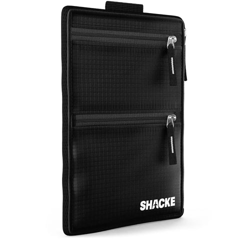 Hidden Travel Belt Wallet With RFID Blocker, Ultra Slim And Durable, black strap, showing triple-zip design and soft backing