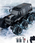 Amphibious Remote Control Car With Waterproof Design 8WD Monster Truck 2.4GHz Radio Dual Batteries High Speed Drift And Stunt Action Perfect Pool Toy For Boys And Girls Ages 8 To 12 Great Birthday Gift featuring eight water-saturated wheels