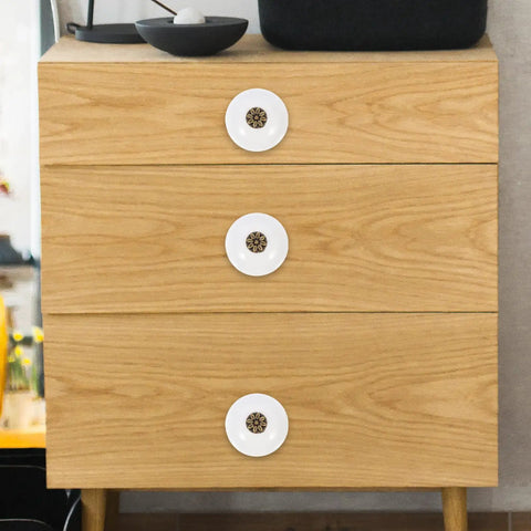 Two Pack Single Hole Dresser Handles For Cabinets And Drawers White Antique Round Door Knobs on wooden dresser
