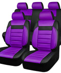 Leather Seat Covers Full Set For SUV Sedan And Van Water Resistant With 3D Foam Back Support All Season Comfort Dope Look Airbag Compatible Universal Fit Sporty Color Design In Purple Black For Luxury Auto Interior Upgrade