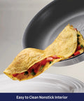 Heavy Duty 12 Inch Nonstick Frying Pan With Slick Release Coating Built Like A Tank For Family Portions And Fast Weeknight Grub No Sweat Cooking or Cleanup, flipping an omelette.