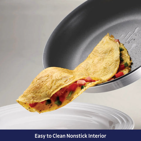 Heavy Duty 12 Inch Nonstick Frying Pan With Slick Release Coating Built Like A Tank For Family Portions And Fast Weeknight Grub No Sweat Cooking or Cleanup, flipping an omelette.