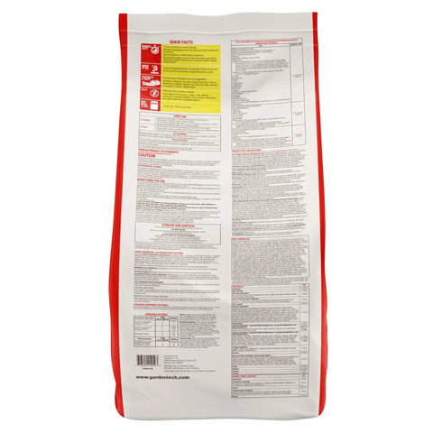Back view of Insect Granules For Lawns And Gardens, 10 Lb Bag, showing application instructions and information.