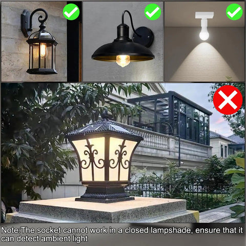 E26 E27 Motion Sensor Light Socket With Auto On Off Dusk To Dawn 360 Degree Radar Motion Detector with open and closed fixture example