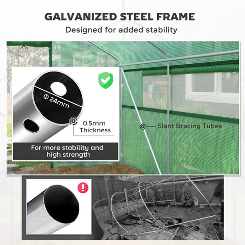 13 Ft By 10 Ft Hoop House Greenhouse With Large Windows And Roll-Up Zippered Door, Walk-In Tunnel Design, Upgraded Galvanized Steel Frame, Durable PE Cover For Easy Garden Growth, Dope Indoor Outdoor Plant Hot House