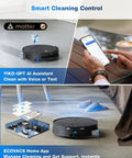 Deebot X9 Pro Omni Robot Vacuum And Mop With Beastly 16,600 Pa Suction For Deep Carpet Cleaning shown with smart control features
