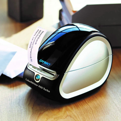 No Sweat White Mailing Address Labels For Slick Office Packing Feature Direct Thermal Printing With Zero Ink Or Toner Strong Self Adhesive Backing Peels Instantly Two Rolls Hold Seven Hundred Sheets Ready For Your Next Shipping Spree on DYMO LabelWriter 450 Turbo.