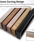 Shower And Barn Door Handle Set, Sliding Push Pull Glass Door Pulls, Large Rectangle Gate Rod With Pattern Carve In Red Bronze, 150 Cm (59 Inches), Stainless Steel, No Fuss Hardware Included, Durable And Stylish, shown in multiple colors with intricate carvings.